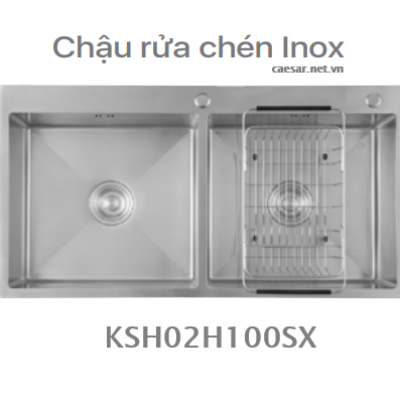 Chậu rửa chén inox - 2 Hộc CAESAR - KSH02H100SX