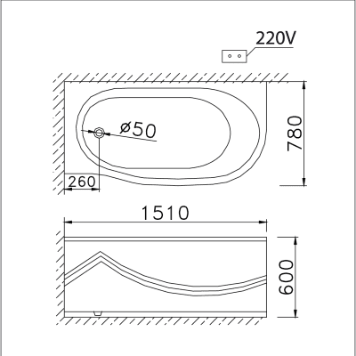 Bồn tắm massage chân yếm - MT3350L(R)